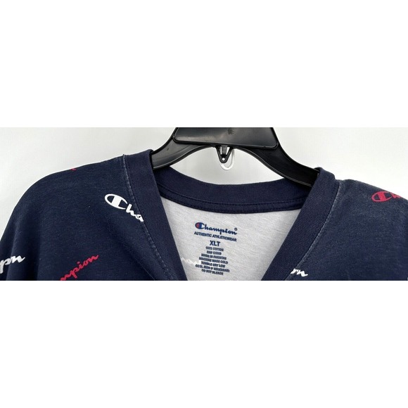 CHAMPION ALL OVER PRINT TEE Men's‎ Big & Tall Size XLT Navy Blue Red And White - Picture 6 of 7